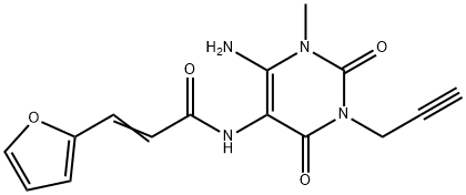 2-Propenamide,  N-[6-amino-1,2,3,4-tetrahydro-1-methyl-2,4-dioxo-3-(2-propynyl)-5-pyrimidinyl]-3-(2-furanyl)-  (9CI) 结构式