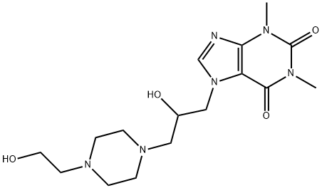 7-[2-hydroxy-3-[4-(2-hydroxyethyl)piperazin-1-yl]propyl]-1,3-dimethyl- purine-2,6-dione 结构式