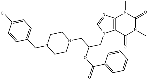 3-[4-(4-Chlorobenzyl)-1-piperazinyl]-1-(1,2,3,6-tetrahydro-1,3-dimethyl-2,6-dioxo-7H-purin-7-yl)propan-2-ol benzoate 结构式