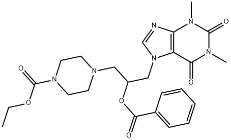 1-Piperazinecarboxylic acid, 4-(2-benzoyloxy-3-(1,3-dimethyl-7-xanthin yl)propyl)-, ethylester 结构式