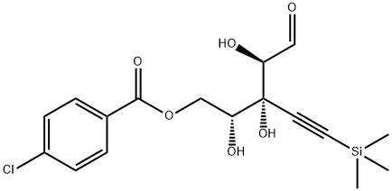 5-O-(4-氯苯甲酰)-3-C-(2-三甲基甲硅烷基乙炔基)-D-呋喃核糖 结构式