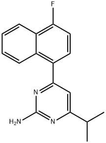 2-氨基-4-(4-氟萘-1-基)-6-异丙基嘧啶 结构式