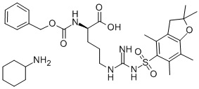N5-[[[(2,3-二氢-2,2,4,6,7-五甲基-5-苯并呋喃基)磺酰基]氨基]亚氨基甲基]-N2-[苄氧羰基]-D-鸟氨酸环己基铵盐 结构式