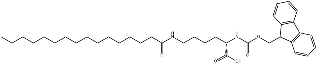 N2-[(9H-芴-9-基甲氧基)羰基]-N6-(1-氧代十六烷基)-L-赖氨酸 结构式