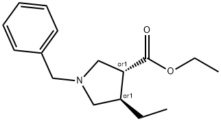 (3R,4R)-1-苄基-4-乙基-3-吡咯烷羧酸乙酯 结构式