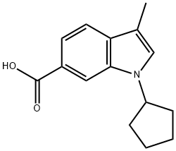 1-cyclopentyl-3-Methyl-1H-indole-6-carboxylic acid 结构式