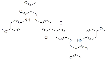 2,2'-[(2,2'-dichloro[1,1'-biphenyl]-4,4'-diyl)bis(azo)]bis[N-(4-methoxyphenyl)-3-oxobutyramide] 结构式