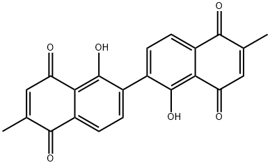 2,2'-Dimethyl-5,5'-dihydroxy-6,6'-bi[1,4-naphthoquinone] 结构式