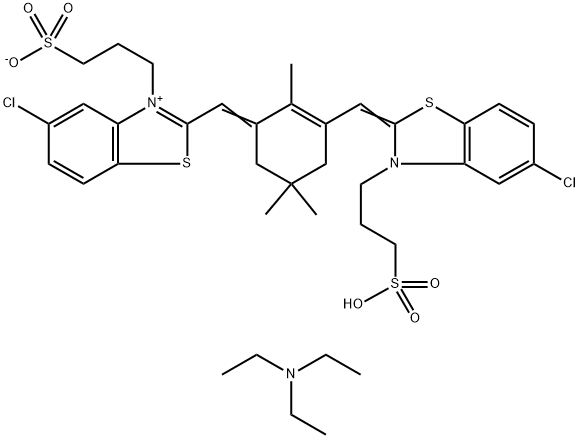 BENZOTHIAZOLIUM, 5-CHLORO-2-[[3-[[5-CHLORO-3-(3-SULFOPROPYL)-2(3H)-BENZOTHIAZOLYLIDENE]METHYL]-2,5,5-TRIMETHYL-2-CYCLOHEXEN-1-YLIDENE]METHYL]-3-(3-SULFOPROPYL)-, INNER SALT, COMPOUND WITH N,N-DIETHYLETHANAMINE (1:1) 结构式