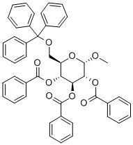 甲基 2,3,4-三-O-苯甲酰基-6-O-三苯甲基-ALPHA-D-吡喃葡萄糖苷 结构式