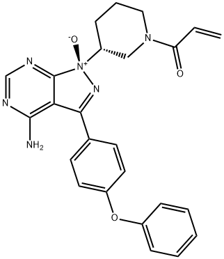 (S)-1-((R)-1-丙烯酰基哌啶-3-基)-4-氨基-3-(4-苯氧基苯基)-1H-吡唑并[3,4-D]嘧啶1-氧化物(依鲁替尼杂质) 结构式