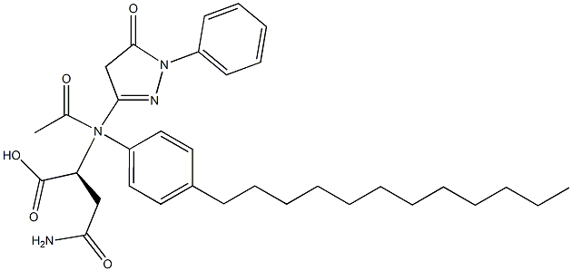 N2-acetyl-N2-(4-dodecylphenyl)-N-(4,5-dihydro-5-oxo-1-phenyl-1H-pyrazol-3-yl)-L-asparagine  结构式