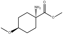 Cyclohexanecarboxylic acid, 1-amino-4-methoxy-, methyl ester, cis- (9CI) 结构式