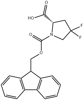 (S)-1-(((9H-芴-9-基)甲氧基)羰基)-4,4-二氟吡咯烷-2-羧酸 结构式