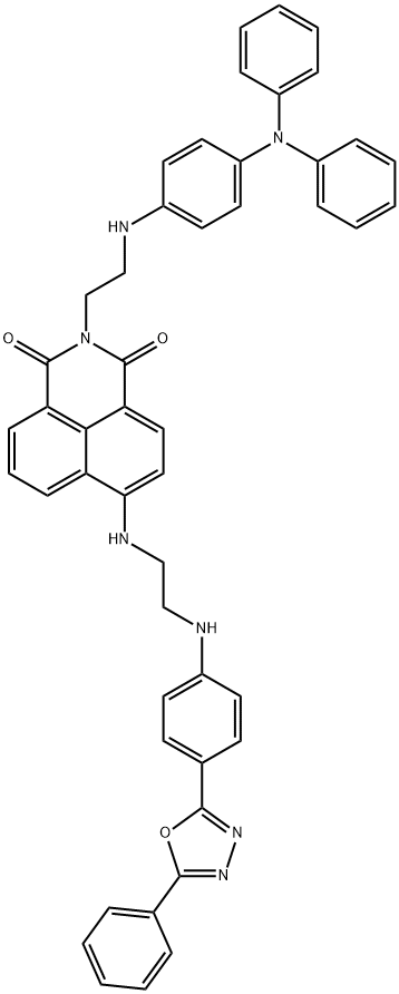 2-2-(4-Diphenylaminophenylamino)ethyl-6-{2-4-(5-phenyl-1,3,4oxadiazol-2-yl)-phenylaminoethylamino}-benzodeisoquinoline-1,3-dione 结构式