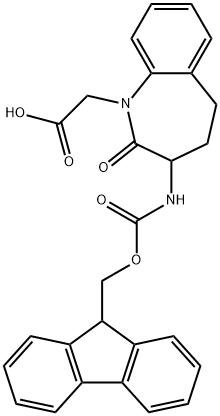 3-[(芴甲氧羰基)氨基]-2,3,4,5-四氢-2-氧代-1H-1-苯并氮杂卓-1-乙酸 结构式