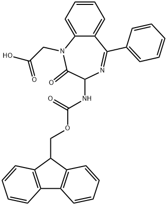芴甲氧羰基-3-氨基-N-1-羧甲基-2-氧代-5-苯基-1,4-苯并二氮杂 结构式