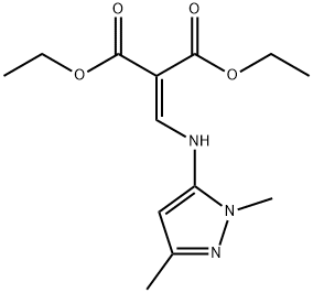 2-(((1,3-二甲基-1H-吡唑-5-基)氨基)亚甲基)丙二酸二乙酯 结构式