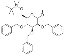 甲基 2,3,4-三-O-苄基-6-O-叔-丁基二甲基硅烷基-ALPHA-D-吡喃甘露糖苷 结构式