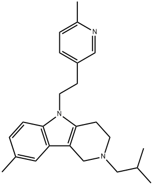 2,3,4,5-Tetrahydro-2-isobutyl-8-methyl-5-[2-(6-methyl-3-pyridyl)ethyl]-1H-pyrido[4,3-b]indole 结构式