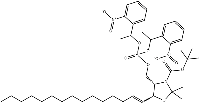 (4S,5R)-4-[[[Bis[1-(2-nitrophenyl)ethoxy]phosphinyl]oxy]Methyl]-2,2-diMethyl-5-(1E)-1-pentadecen-1-yl-3-oxazolidinecarboxylic Acid 1,1-DiMethyleth 结构式