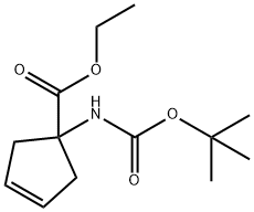 1-(BOC-氨基)-3-环戊烯甲酸乙酯 结构式
