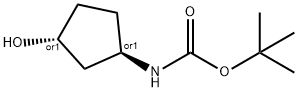 REL-N-[(1R,3R)-3-羟基环戊基]氨基甲酸叔丁酯 结构式