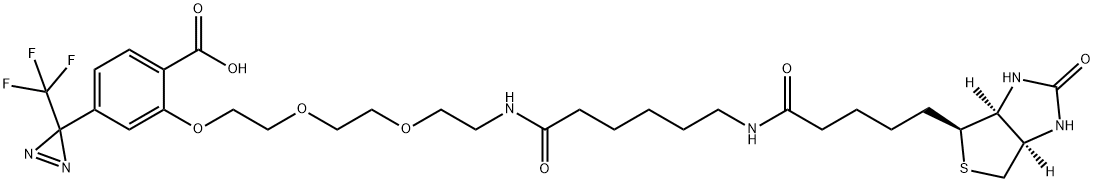 2-[2-[2-[2-[6-(Biotinylaminohexanoyl]aminoethoxy]ethoxy]ethoxy]-4-[3-(trifluoromethyl)-3H-diazirin-3-yl]benzoic Acid 结构式