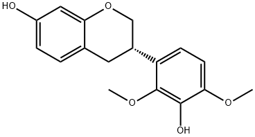 [S,(-)]-3,4-Dihydro-3-(3-hydroxy-2,4-dimethoxyphenyl)-2H-1-benzopyran-7-ol 结构式