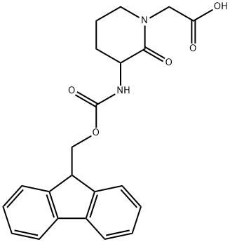 3-[(芴甲氧羰基)氨基]-2-氧代-1-哌啶乙酸 结构式