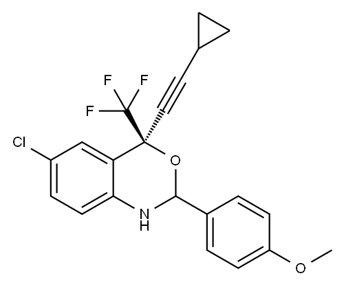 （4S）-6-氯-4-（环丙基乙炔基）-1,4-二氢-2-（4-甲氧基苯基）-4-（三氟甲基）-2H-3,1-苯并恶嗪（2种非对映异构体的混合物） 结构式
