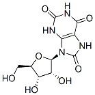 1H-Purine-2,6,8(3H)-trione, 7,9-dihydro-9-beta-D-ribofuranosyl- 结构式