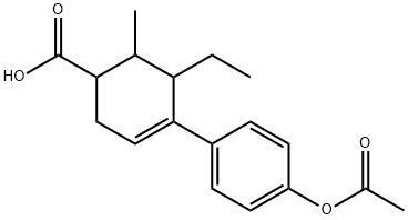 4-[p-(Acetyloxy)phenyl]-5-ethyl-6-methyl-3-cyclohexene-1-carboxylic acid 结构式