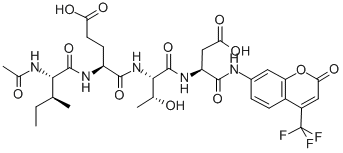 N-乙酰基-L-异亮氨酰-L-ALPHA-谷氨酰-L-苏氨酰-N-[2-氧代-4-(三氟甲基)-2H-1-苯并吡喃-7-基]-L-ALPHA-天冬氨酰胺 结构式