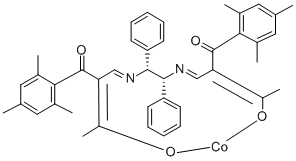 N,N'-双[2-均三甲基苯酰)-3-氧代丁烯基]-(1R,2R)-1,2-二苯基乙二胺合钴(II) 结构式