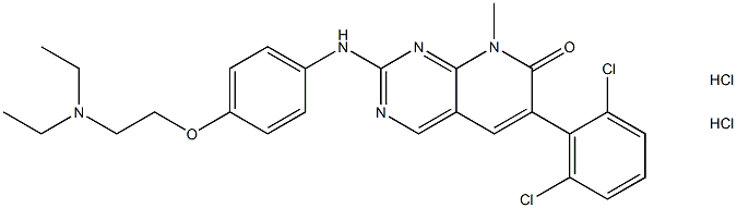 6-(2,6-二氯苯基)-2-[[4-[2-(二乙基氨基)乙氧基]苯基]氨基]-8-甲基吡啶并[2,3-D]嘧啶-7(8H)-酮盐酸盐 结构式