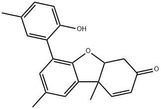 4a,9b-Dihydro-6-(2-hydroxy-5-methylphenyl)-8,9b-dimethyldibenzofuran-3(4H)-one 结构式