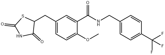 5-[(2,4-DIOXO-1,3-THIAZOLIDIN-5-YL)METHYL]-2-METHOXY-N-[4-(TRIFLUOROMETHYL)BENZYL]BENZAMIDE 结构式