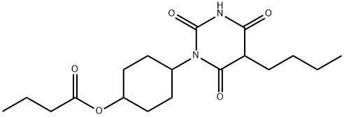 Butanoic acid 4-(hexahydro-5-butyl-2,4,6-trioxopyrimidin-1-yl)cyclohexyl ester 结构式