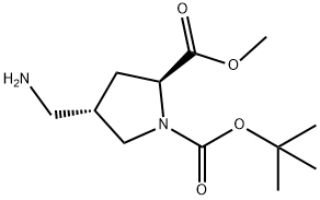 (2S,4S)-4-(氨基甲基)吡咯烷-1,2-二羧酸 1-叔丁酯 2-甲酯 结构式
