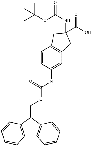 2-(N-叔丁氨基)-5-(N-FMOC-氨基)茚-2-羧酸 结构式
