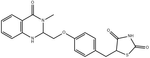 5-[[4-[(1,2,3,4-四氢-3-甲基-4-氧代-2-喹唑啉基)甲氧基]苯基]甲基]-2,4-噻唑烷二酮 结构式