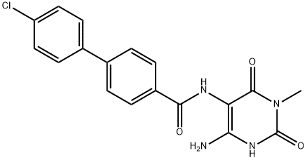 [1,1-Biphenyl]-4-carboxamide,  N-(4-amino-1,2,3,6-tetrahydro-1-methyl-2,6-dioxo-5-pyrimidinyl)-4-chloro- 结构式