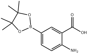 2-氨基-5-(4,4,5,5-四甲基-1,3,2-二氧杂硼烷-2-基)苯甲酸 结构式