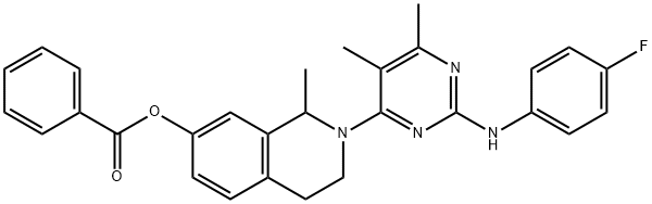 7-Isoquinolinol,  2-[2-[(4-fluorophenyl)amino]-5,6-dimethyl-4-pyrimidinyl]-1,2,3,4-tetrahydro-1-methyl-,  benzoate  (ester)  (9CI) 结构式