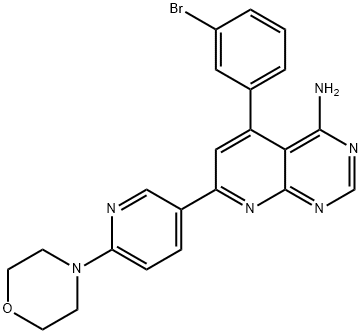 5-(3-溴苯基)-7-[6-(4-吗啉基)-3-吡啶基]-吡啶并[2,3-D]嘧啶-4-胺 结构式