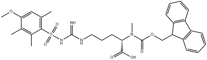 N-[(9H-芴-9-基甲氧基)羰基]-N-甲基-N'-[(4-甲氧基-2,3,6-三甲苯基)磺酰基]-L-精氨酸 结构式
