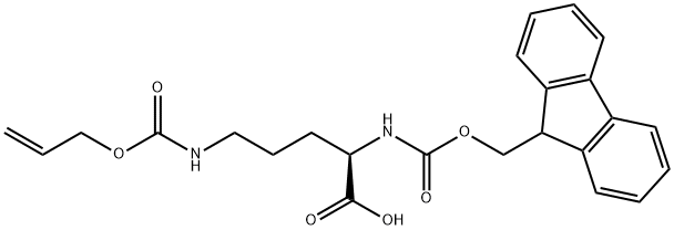 N-芴甲氧羰基-N'-烯丙氧基羰基-D-鸟氨酸 结构式