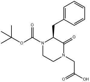 (3S)-4-BOC-1-羧甲基-3-苄基-哌嗪-2-酮 结构式