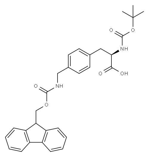 N-BOC-D-4-氨甲基(FMOC)苯丙氨酸 结构式